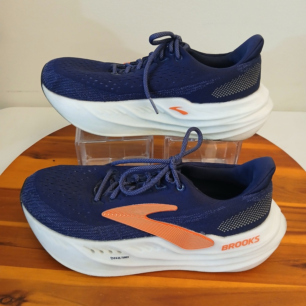 Brooks Glycerin Max Women 9 Navy Orange Running Shoes Sneakers 1204361B439